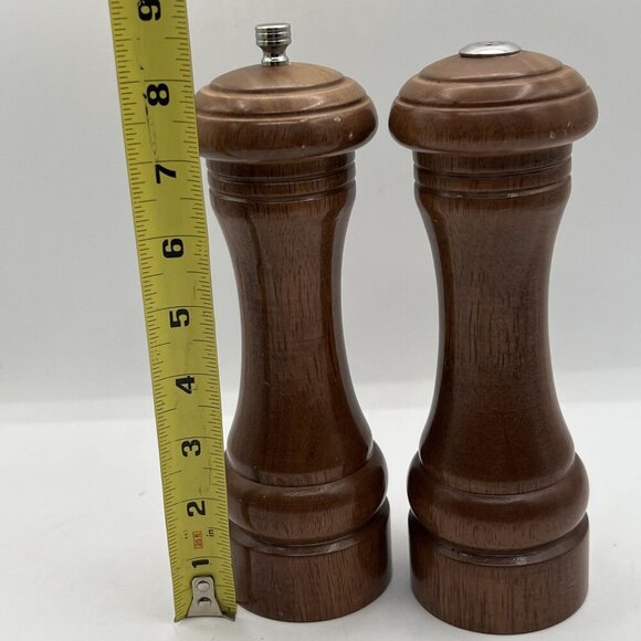 Olde Thompson Walnut Wood Vintage USA Salt Pepper Grinder Set 8.5" Tall Classic - Picture 4 of 16